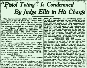 Pistol Toting is Condemned by Judge Ellis in His Charge