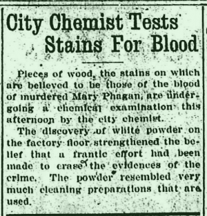 City Chemist Tests Stains for Blood
