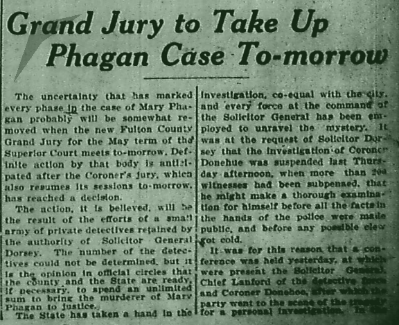 Grand Jury to Take Up Phagan Case To-morrow