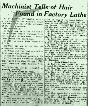 Machinist Tells of Hair Found in Factory Lathe