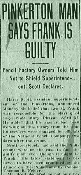 Pinkerton Man Says Frank Guilty