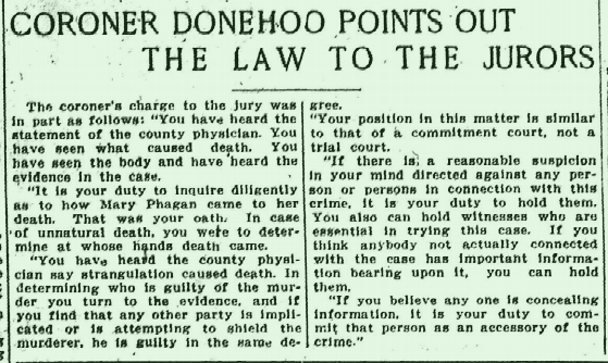 Coroner Donehoo Points Out the Law