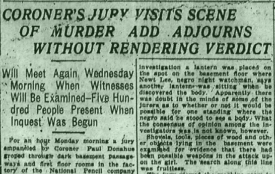 Coroner's Jury Visits Scene of Murder And Adjourns