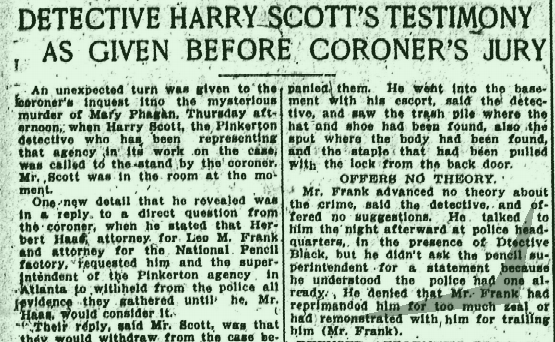 Detective Harry Scott's Testimony as Given Before