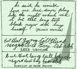 Negro Watchman Wrote Note Beside Dead Girl