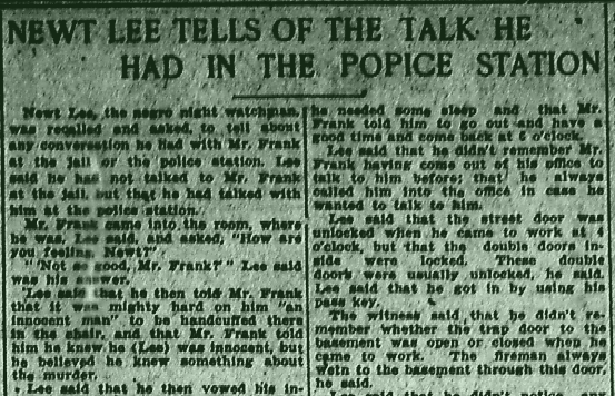 Newt Lee Tells of the Talk He Had in the Police Station